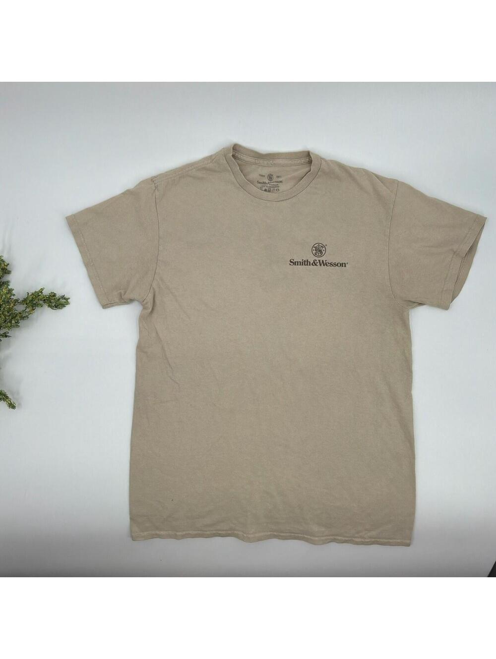Smith And Wesson Tan Graphic Tee Shirt Size M